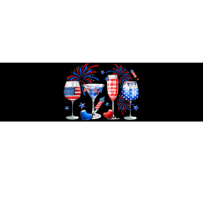 Happy 4th Of July Wine Glasses USA Flag Drinking Party Bumper Sticker