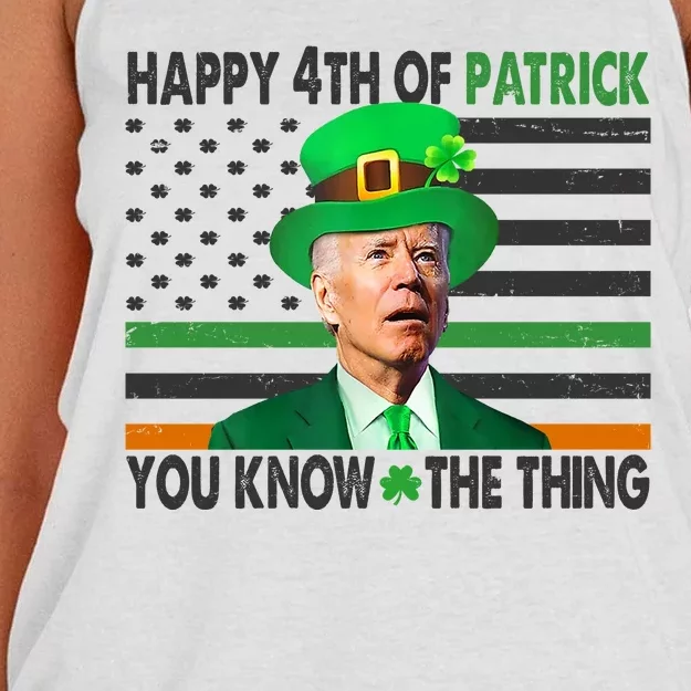 Happy 4th Of Patrick You Know The Thing Funny Biden Women's Knotted Racerback Tank