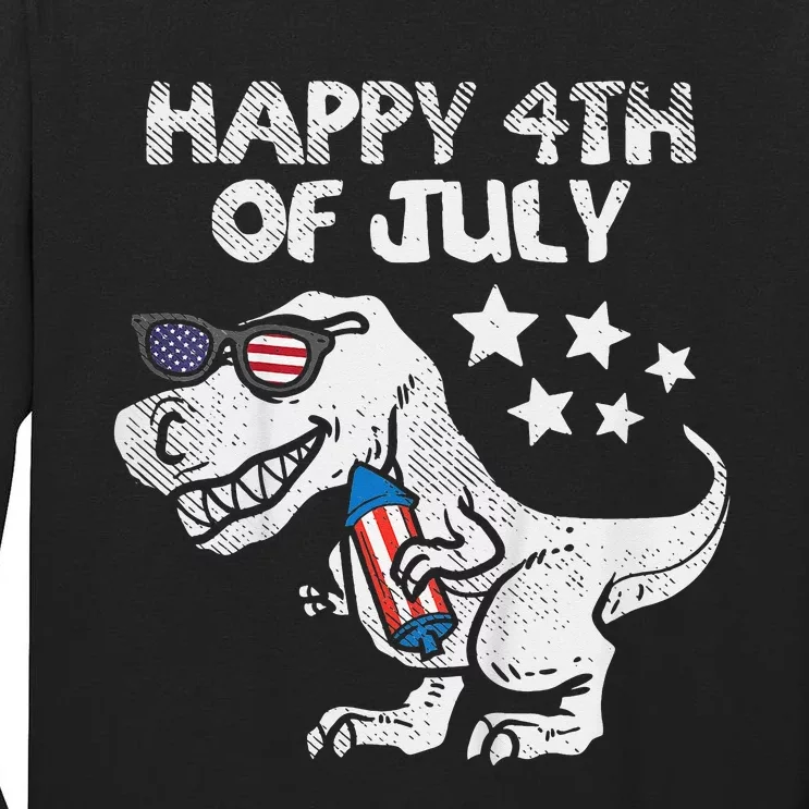 Happy 4th Of July Trex Dinosaur American Dino Tall Long Sleeve T-Shirt