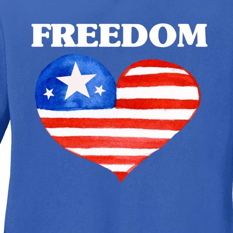 Happy 4th Of July America Independence Freedom Fourth July Gift Ladies Long Sleeve Shirt