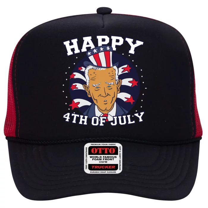 Happy 4th Of July Joe Biden High Crown Mesh Trucker Hat