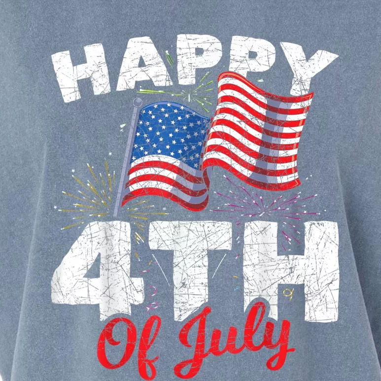 Happy 4th Of July Patriotic American US Flag 4th Of July Garment-Dyed Women's Muscle Tee