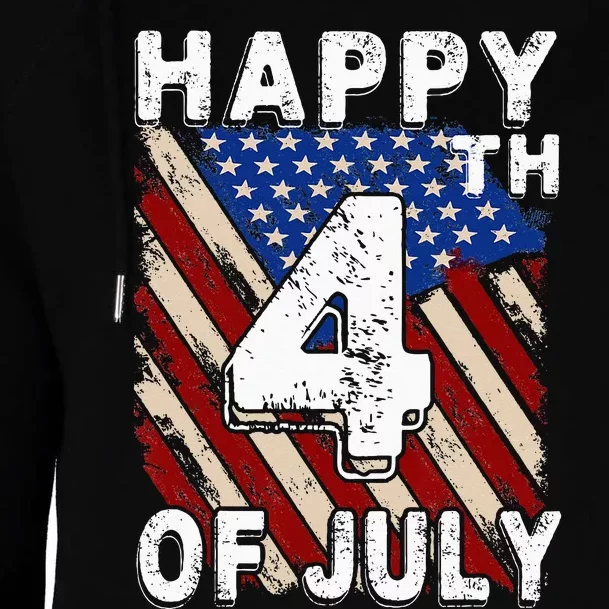 Happy 4th Of July Patriotic American US Flag 4th Of July Womens Funnel Neck Pullover Hood