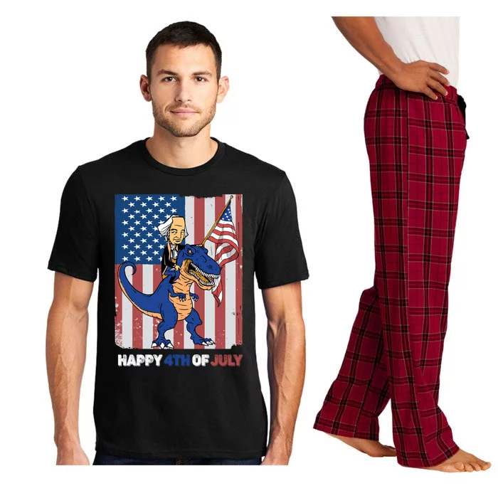 Happy 4th Of July American President Riding A Dinosaur Meaningful Gift Pajama Set