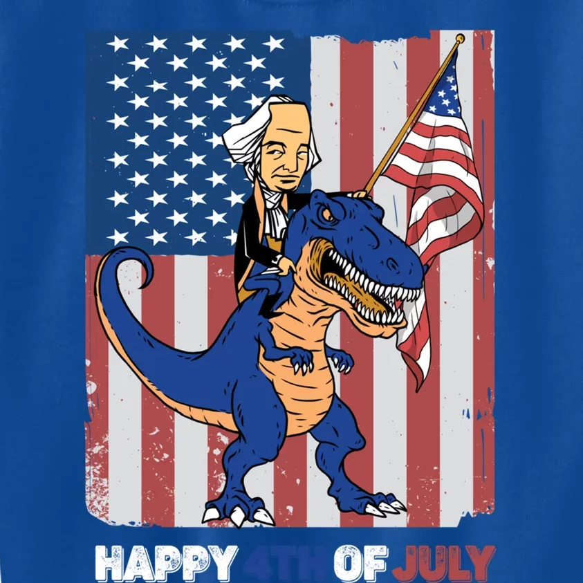 Happy 4th Of July American President Riding A Dinosaur Meaningful Gift Kids Sweatshirt