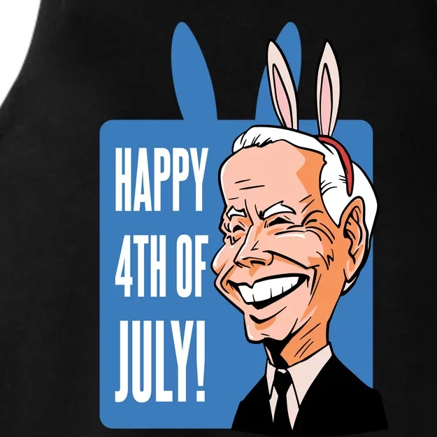 Happy 4th Of July Funny Biden Easter Bunny Parody Ladies Tri-Blend Wicking Tank