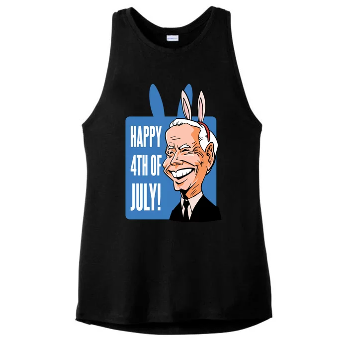 Happy 4th Of July Funny Biden Easter Bunny Parody Ladies Tri-Blend Wicking Tank