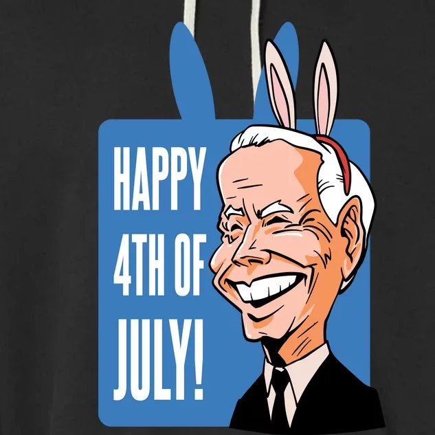 Happy 4th Of July Funny Biden Easter Bunny Parody Garment-Dyed Fleece Hoodie