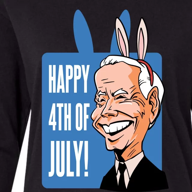 Happy 4th Of July Funny Biden Easter Bunny Parody Womens Cotton Relaxed Long Sleeve T-Shirt