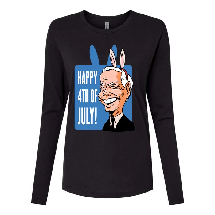 Happy 4th Of July Funny Biden Easter Bunny Parody Womens Cotton Relaxed Long Sleeve T-Shirt