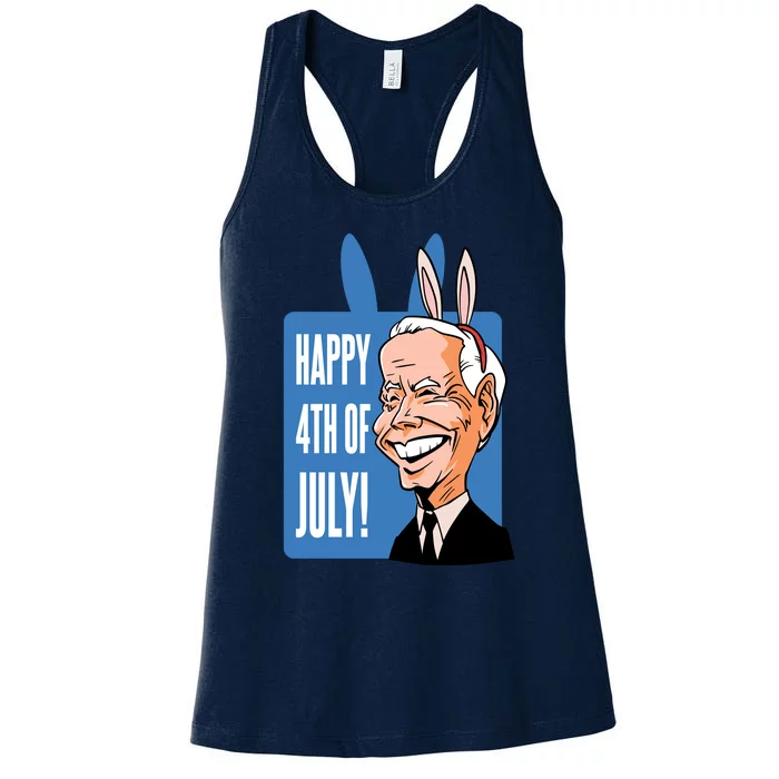 Happy 4th Of July Funny Biden Easter Bunny Parody Women's Racerback Tank