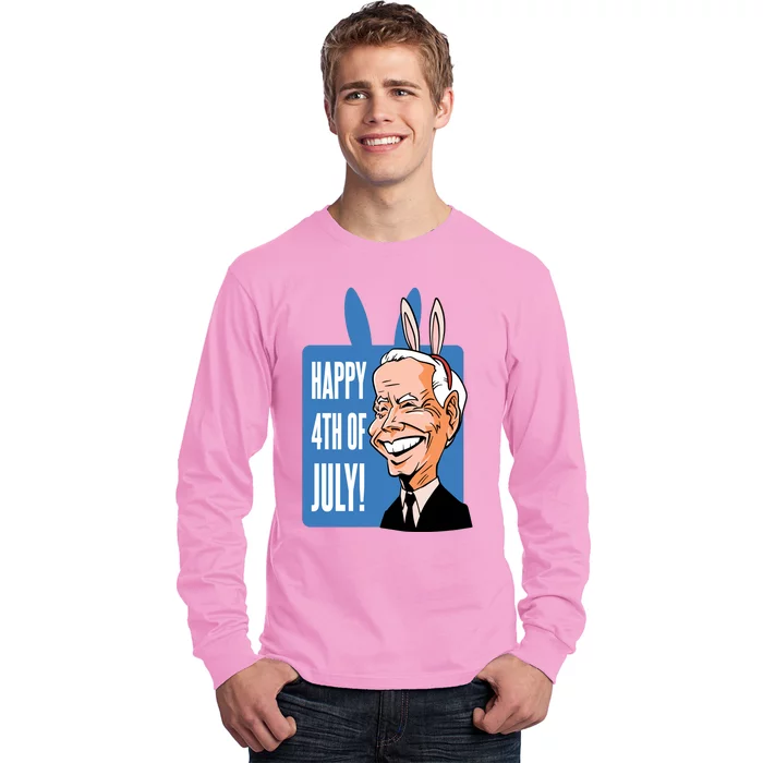 Happy 4th Of July Funny Biden Easter Bunny Parody Long Sleeve Shirt