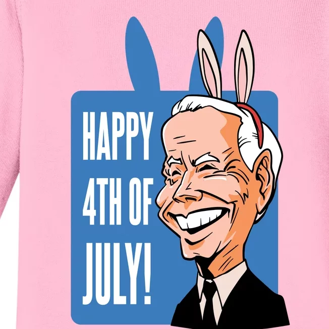 Happy 4th Of July Funny Biden Easter Bunny Parody Baby Long Sleeve Bodysuit