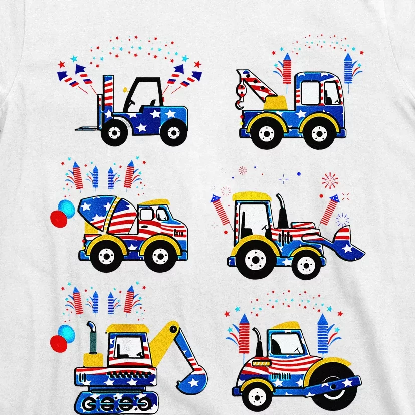 Happy 4th Of July Crane Truck Construction T-Shirt