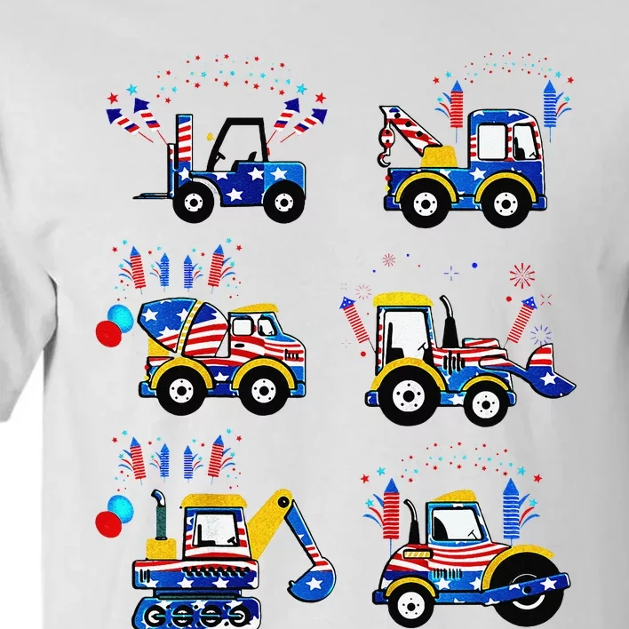 Happy 4th Of July Crane Truck Construction Tall T-Shirt