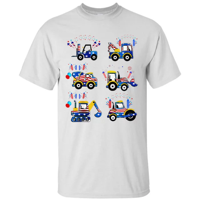 Happy 4th Of July Crane Truck Construction Tall T-Shirt