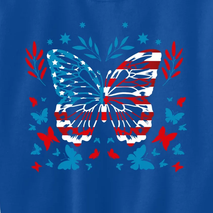 Happy 4th Of Juli! Patriotic Usa Butterfly Gift Kids Sweatshirt