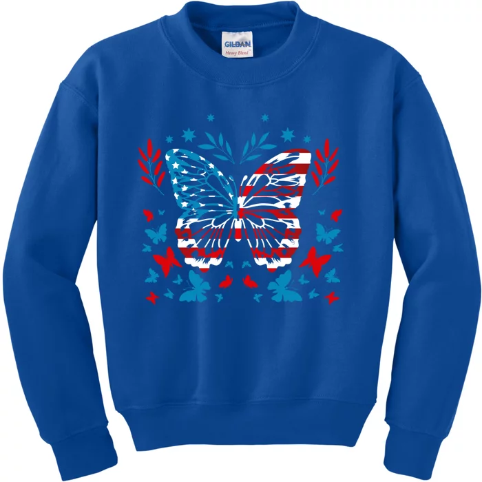 Happy 4th Of Juli! Patriotic Usa Butterfly Gift Kids Sweatshirt