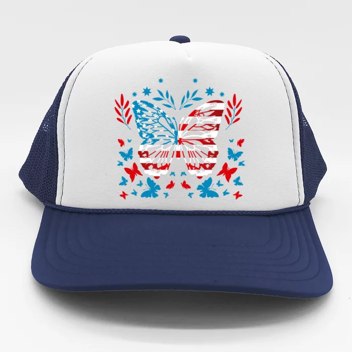 Happy 4th Of Juli! Patriotic Usa Butterfly Gift Trucker Hat