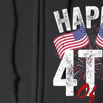 Happy 4th Of July American Flag Usa Patriotic Full Zip Hoodie