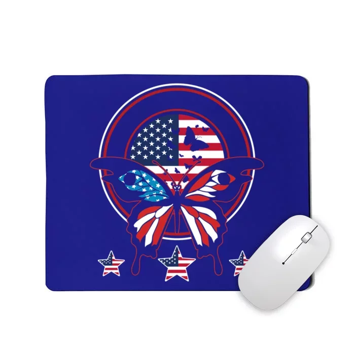 Happy 4th Of Juli! Patriotic Usa Flag Butterfly 4th Of Juli Great Gift Mousepad