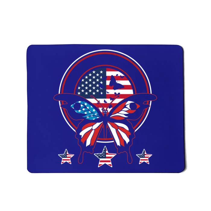 Happy 4th Of Juli! Patriotic Usa Flag Butterfly 4th Of Juli Great Gift Mousepad