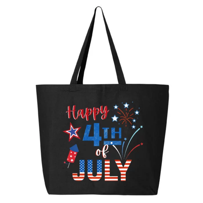 Happy 4th of July American Independence Day Celebration 25L Jumbo Tote