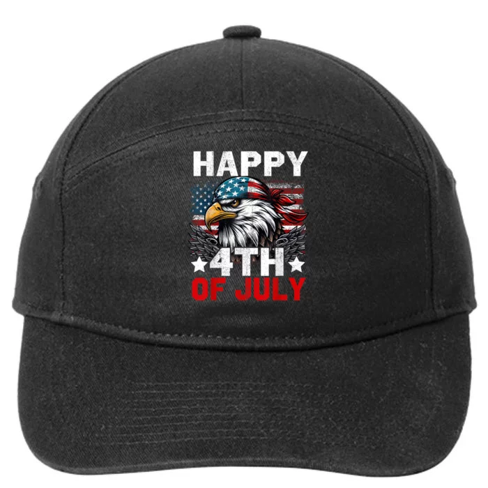 Happy 4th Of July Patriotic Apparel 7-Panel Snapback Hat