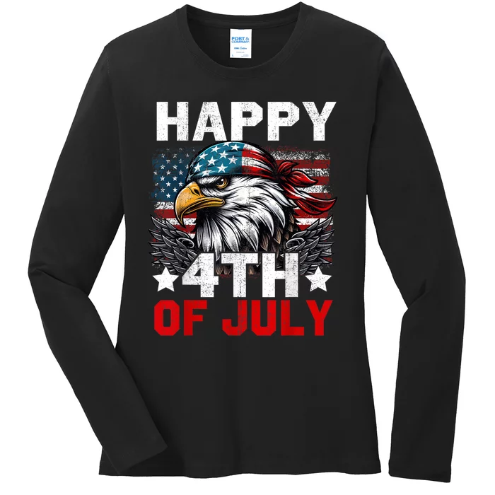 Happy 4th Of July Patriotic Apparel Ladies Long Sleeve Shirt