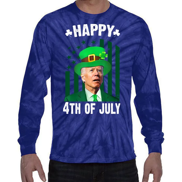 Happy 4th Of July Funny Biden St Patrick's Day Holiday Tie-Dye Long Sleeve Shirt