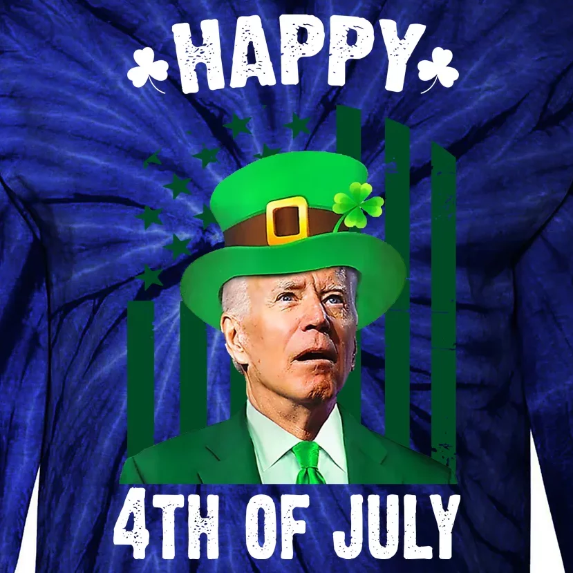 Happy 4th Of July Funny Biden St Patrick's Day Holiday Tie-Dye Long Sleeve Shirt