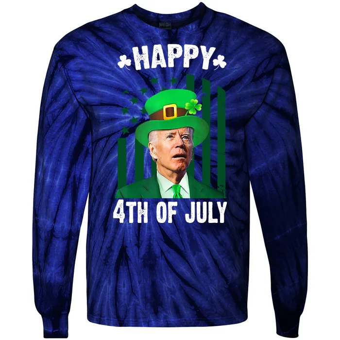 Happy 4th Of July Funny Biden St Patrick's Day Holiday Tie-Dye Long Sleeve Shirt