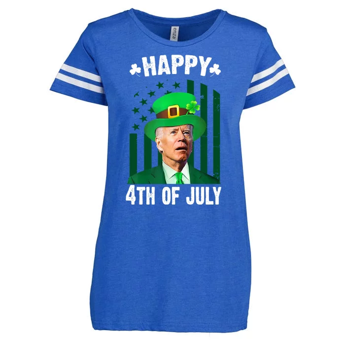 Happy 4th Of July Funny Biden St Patrick's Day Holiday Enza Ladies Jersey Football T-Shirt