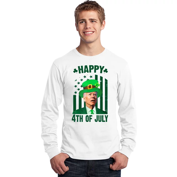 Happy 4th Of July Funny Biden St Patrick's Day Holiday Long Sleeve Shirt