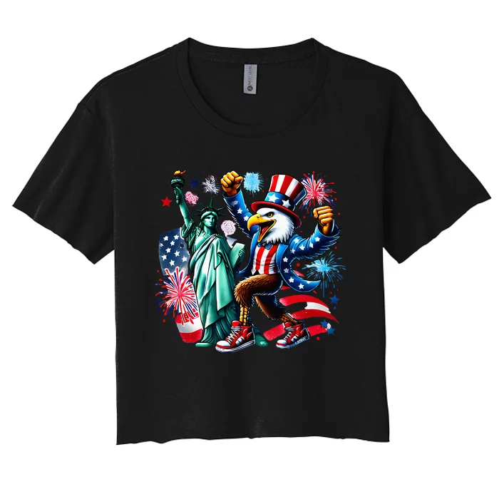 Happy 4th Of July Party Women's Crop Top Tee