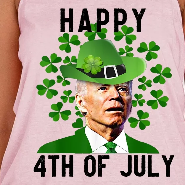 Happy 4th Of July Joe Biden St Patrick's Day Women's Knotted Racerback Tank