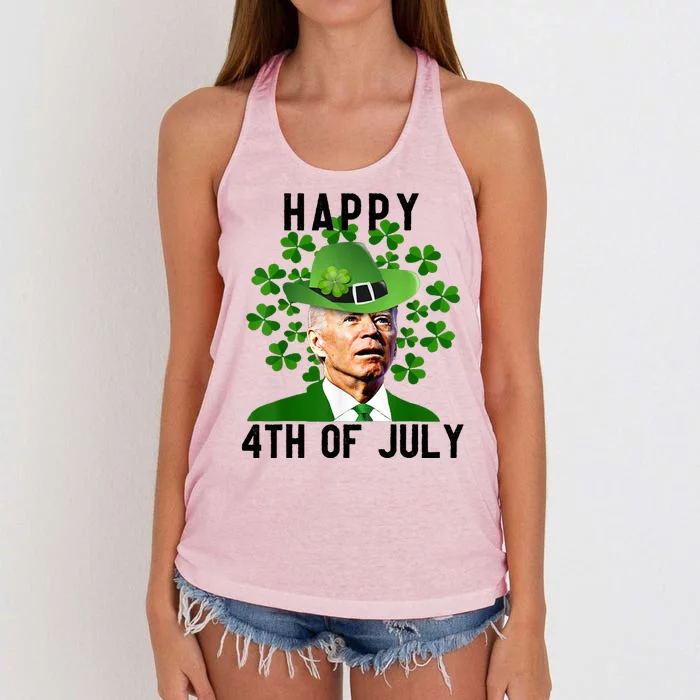 Happy 4th Of July Joe Biden St Patrick's Day Women's Knotted Racerback Tank