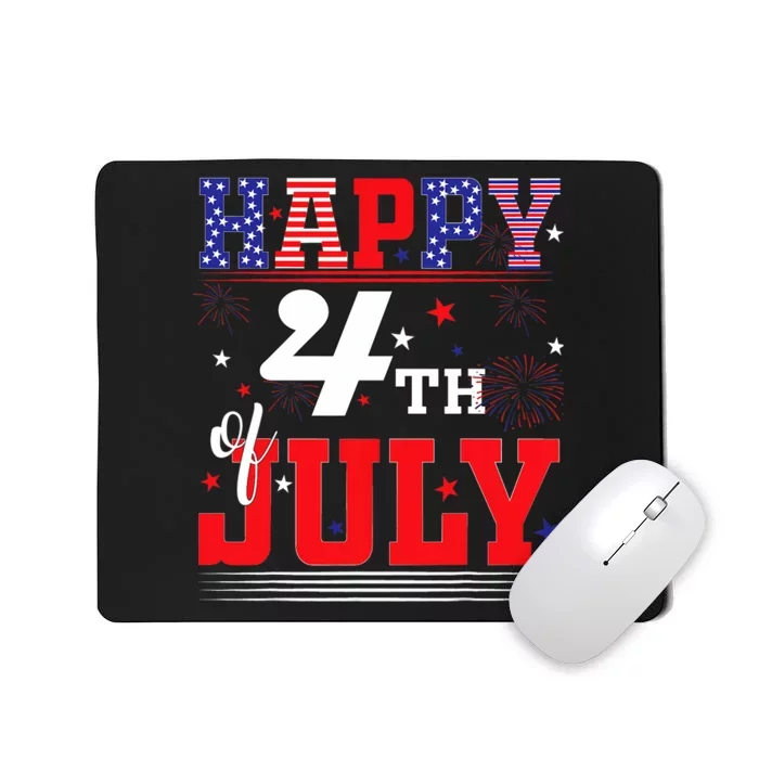 Happy 4th Of July Us Fireworks Illuminate The Sky Mousepad