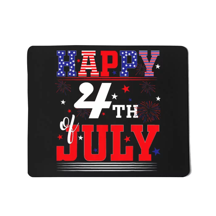 Happy 4th Of July Us Fireworks Illuminate The Sky Mousepad