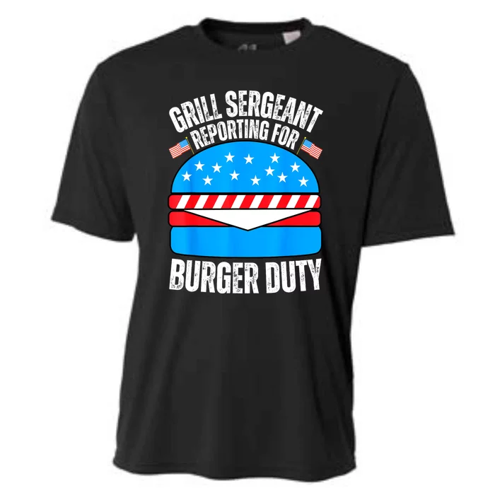 Happy 4th Of July Funny Burger Lovers American Usa Flag Gift Cooling Performance Crew T-Shirt