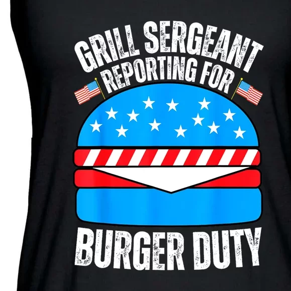 Happy 4th Of July Funny Burger Lovers American Usa Flag Gift Ladies Essential Flowy Tank