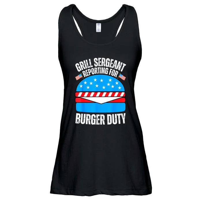 Happy 4th Of July Funny Burger Lovers American Usa Flag Gift Ladies Essential Flowy Tank