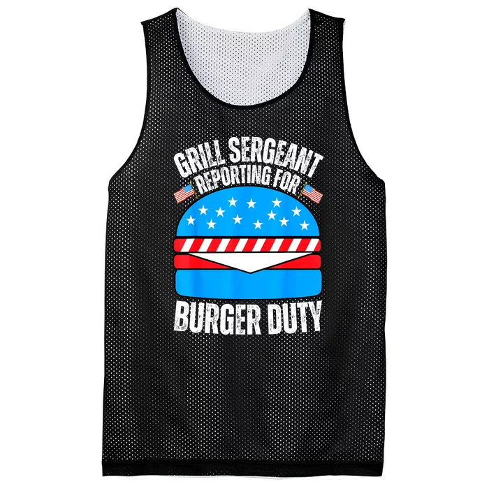 Happy 4th Of July Funny Burger Lovers American Usa Flag Gift Mesh Reversible Basketball Jersey Tank