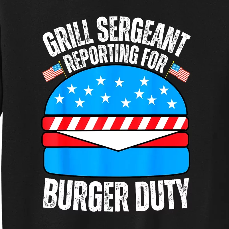 Happy 4th Of July Funny Burger Lovers American Usa Flag Gift Tall Sweatshirt