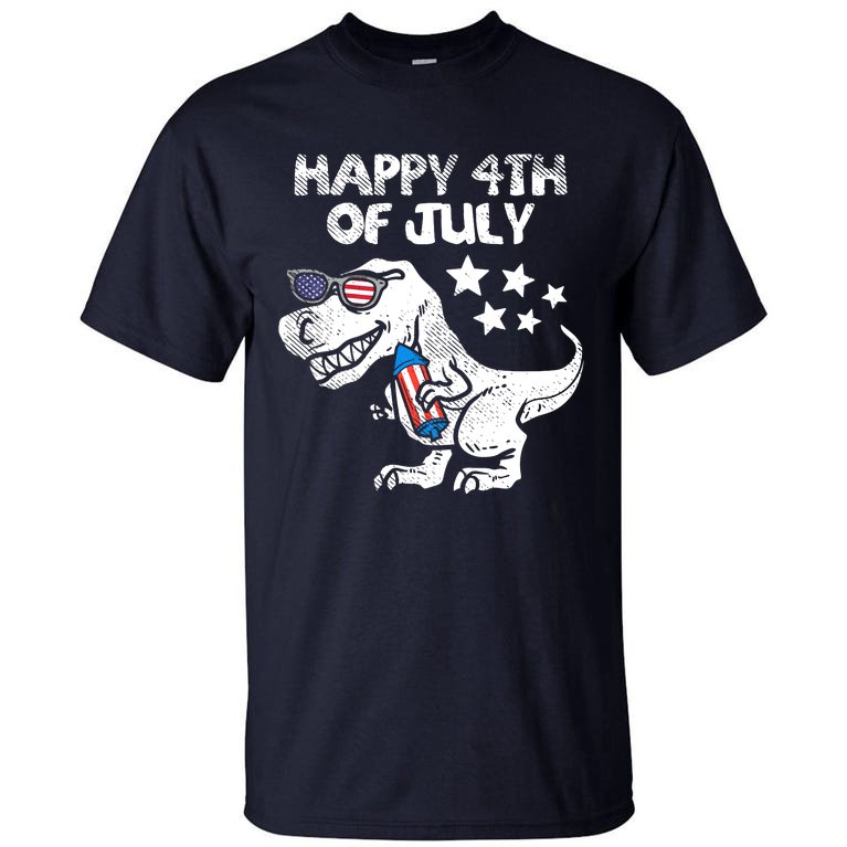 Happy 4th Of July Trex Dinosaur American Dino Tall T-Shirt