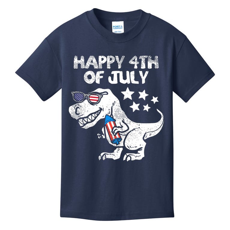 Happy 4th Of July Trex Dinosaur American Dino Kids T-Shirt
