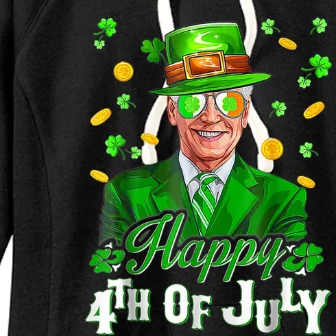 Happy 4th Of July Funny Joe Biden Leprechaun St Patricks Day Women's Fleece Hoodie