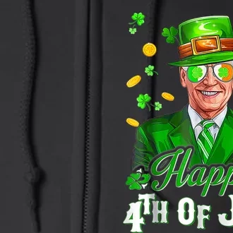 Happy 4th Of July Funny Joe Biden Leprechaun St Patricks Day Full Zip Hoodie