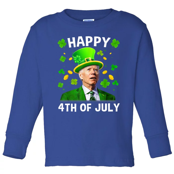 Happy 4th Of July Confused Funny Joe Biden St Patricks Day Gift Toddler Long Sleeve Shirt