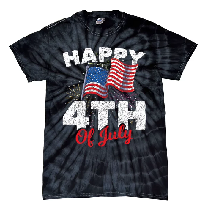 Happy 4th Of July Patriotic American Us Flag 4th Of July Tie-Dye T-Shirt